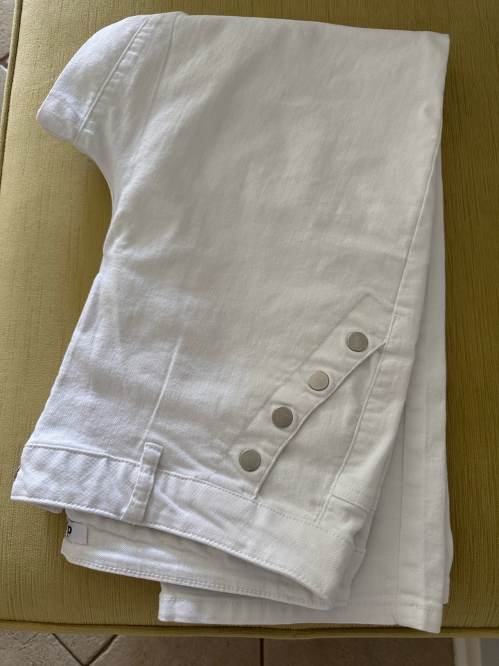 White Snap-Button Detail Pants